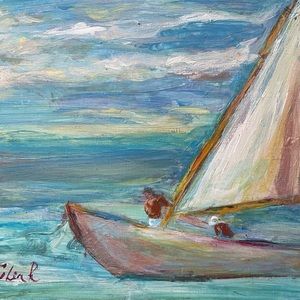 Sophia Reznick original 8 by 10 acrylic on board Provincetown , NY , London 900
